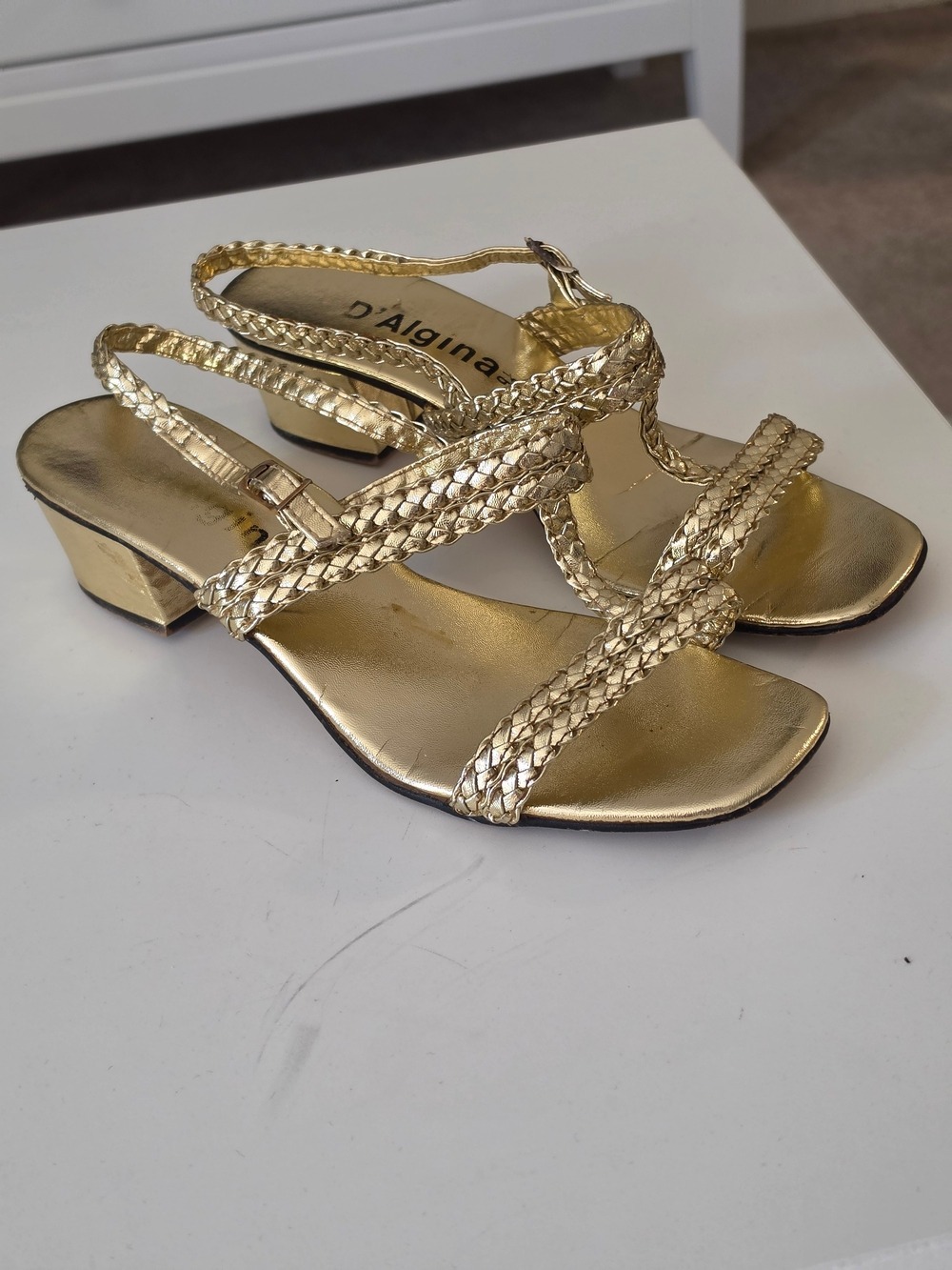 Vintage Gold Braided Slingback Sandals Size 9.5